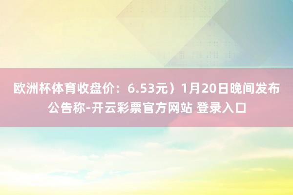 欧洲杯体育收盘价：6.53元）1月20日晚间发布公告称-开云彩票官方网站 登录入口