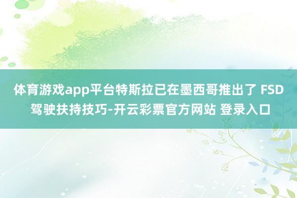 体育游戏app平台特斯拉已在墨西哥推出了 FSD 驾驶扶持技巧-开云彩票官方网站 登录入口