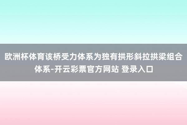 欧洲杯体育该桥受力体系为独有拱形斜拉拱梁组合体系-开云彩票官方网站 登录入口
