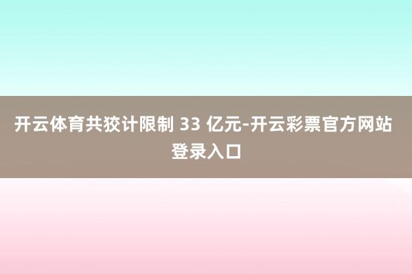 开云体育共狡计限制 33 亿元-开云彩票官方网站 登录入口