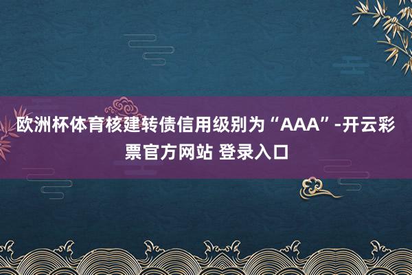 欧洲杯体育核建转债信用级别为“AAA”-开云彩票官方网站 登录入口