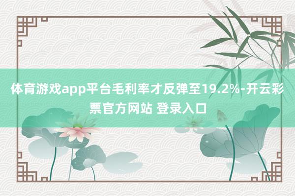 体育游戏app平台毛利率才反弹至19.2%-开云彩票官方网站 登录入口