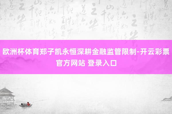 欧洲杯体育郑子凯永恒深耕金融监管限制-开云彩票官方网站 登录入口