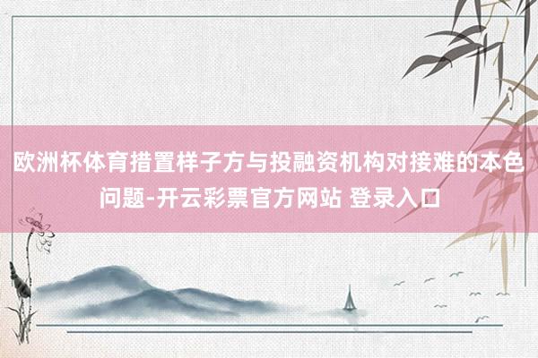 欧洲杯体育措置样子方与投融资机构对接难的本色问题-开云彩票官方网站 登录入口
